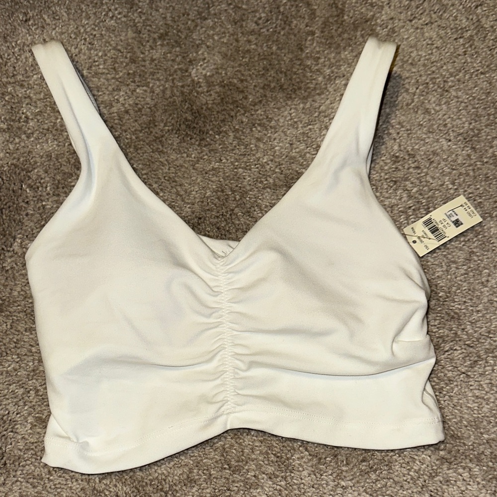 Aerie White Ruched Bra